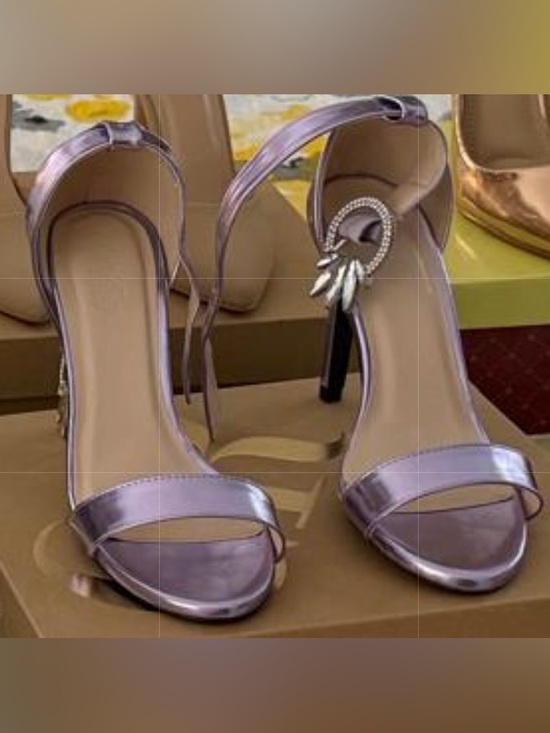 Calvin Klein Shoes - Calvin Klein Metallic Lavender Ankle-Strap High Heels